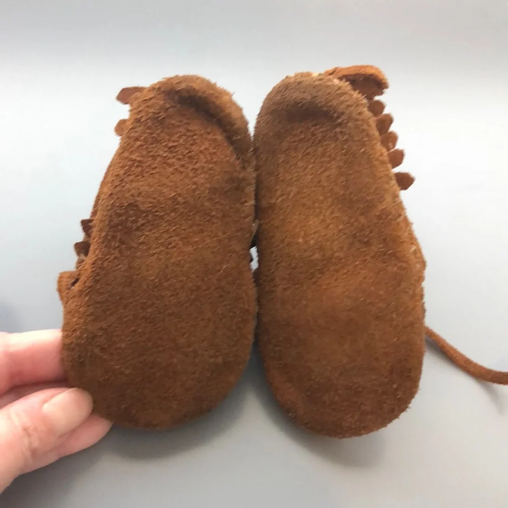 Vintage 80’s Brown Suede Minnetonka Kids Moccasins